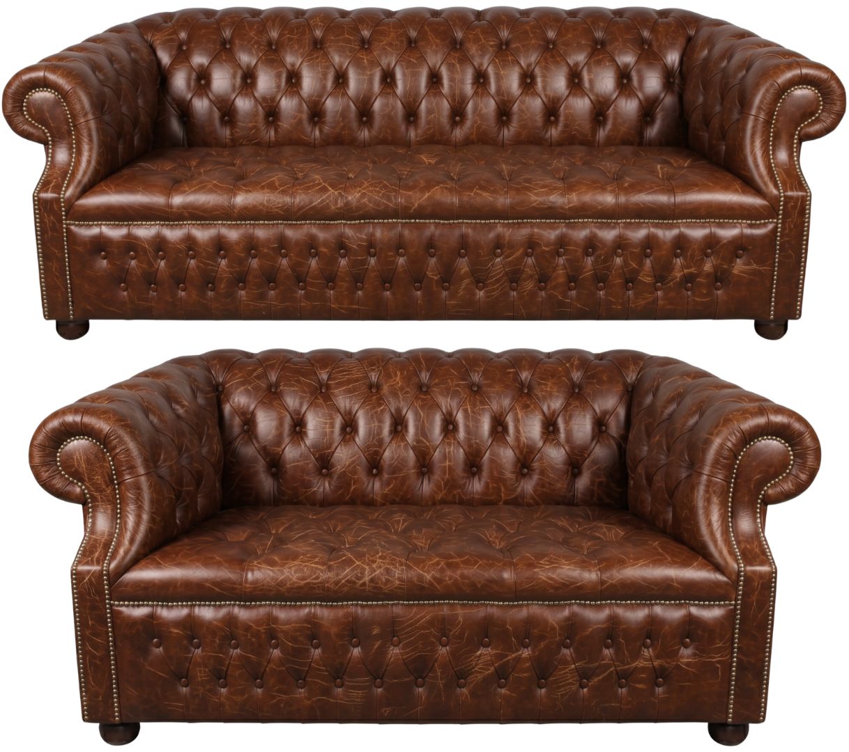 Rothwell Leather Chesterfield Sofa 3 Piece Suite | Fully Tufted