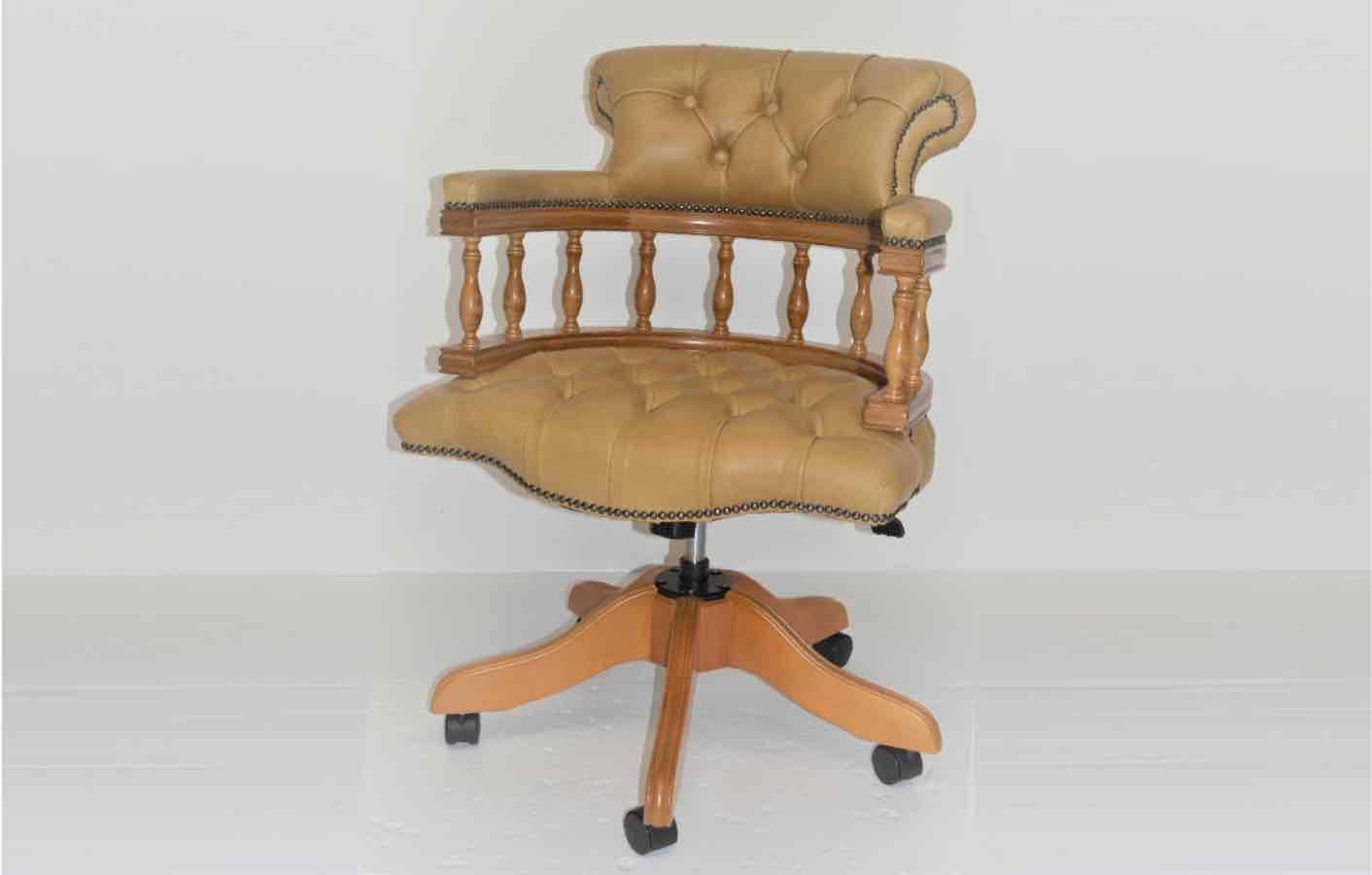 Captain's Swivel Chair - Yew & Straw