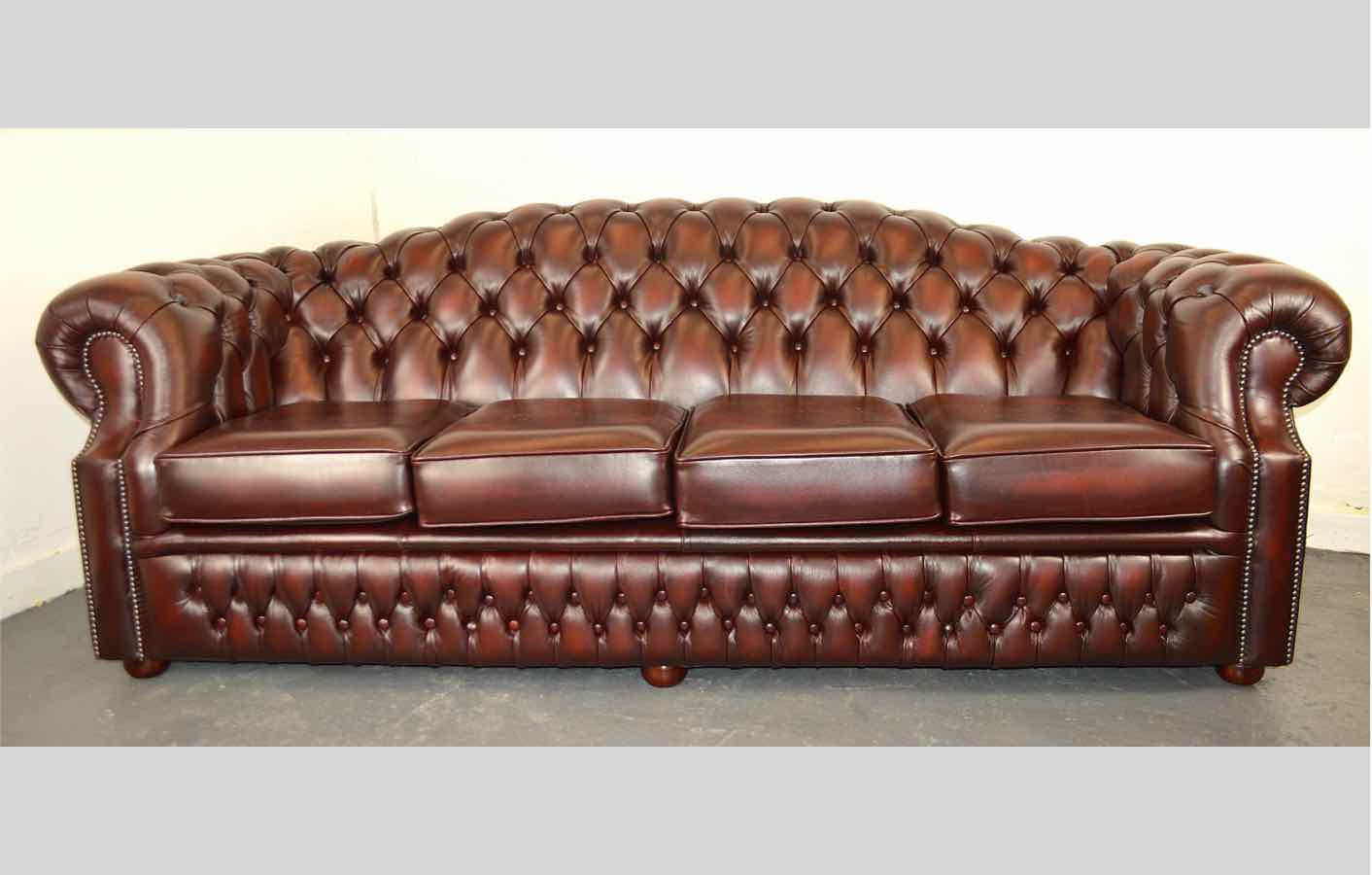 Windsor Seat Leather Sofa Oxblood Chesterfields Direct