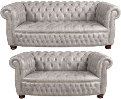 The Balmoral Chesterfield 3 Piece Suite with 3 seater and 2 seater in English Lead leather
