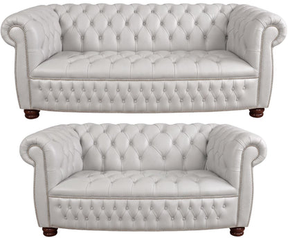 The Balmoral Chesterfield 3 Piece Suite with 3 seater and 2 seater in Windsor Birch leather