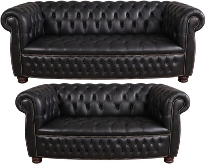 The Balmoral Chesterfield 3 Piece Suite with 3 seater and 2 seater in Windsor Black leather