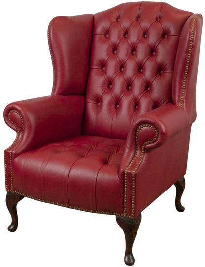 The Balmoral Chesterfield Wing Chair in Windsor Bordeaux leather