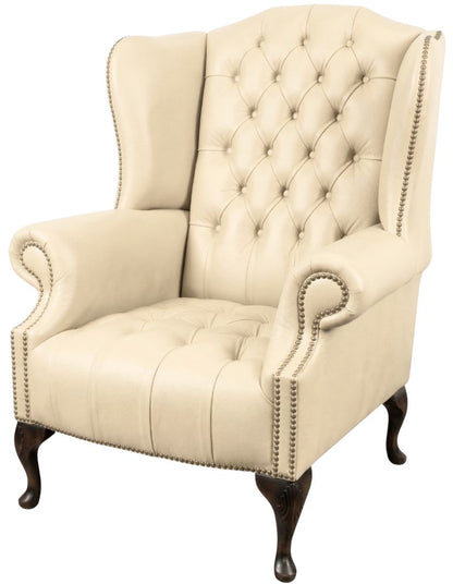 The Balmoral Chesterfield Wing Chair in Windsor Cottonseed leather