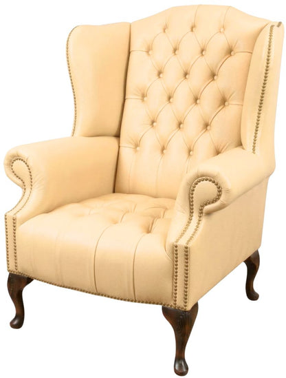 The Balmoral Chesterfield Wing Chair in Windsor Ivory leather