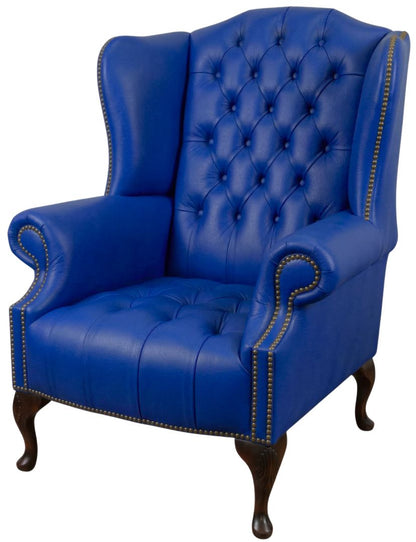 The Balmoral Chesterfield Wing Chair in Windsor Ultramarine leather
