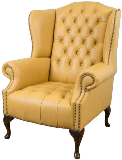 The Balmoral Chesterfield Wing Chair in Windsor White leather