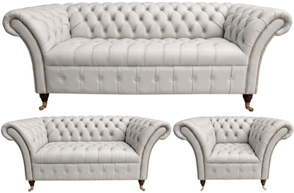 The Buckingham Chesterfield 3 Piece Suite with 3 seater, 2 seater and club chair in Windsor Birch leather