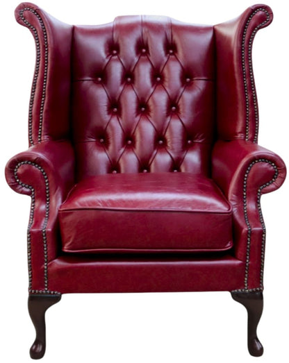 Cambridge Queen Anne chair in Old English Burgundy leather