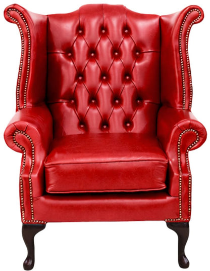 Cambridge Queen Anne chair in Old English Claret leather