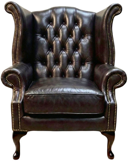 Cambridge Queen Anne chair in Old English Smoke leather