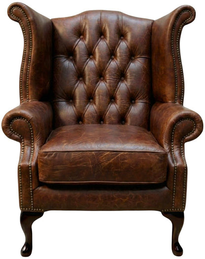 Cambridge Queen Anne chair in Vintage Chestnut leather