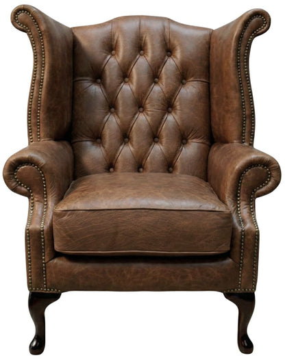 Cambridge Queen Anne chair in Vintage Hazel leather