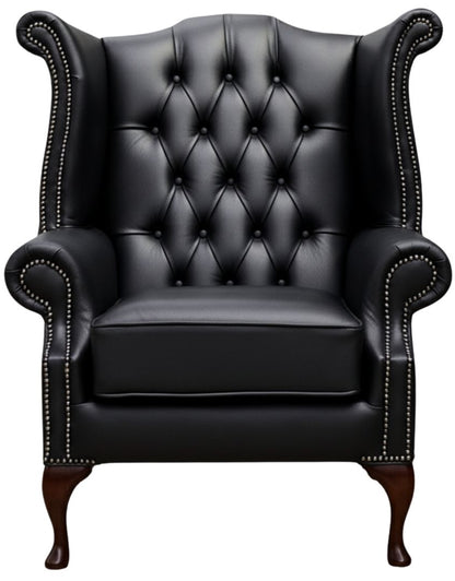 Cambridge Queen Anne chair in Windsor Black leather