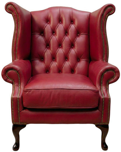 Cambridge Queen Anne chair in Windsor Bordeaux leather