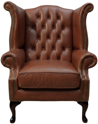 Cambridge Queen Anne chair in Windsor Cocoa leather