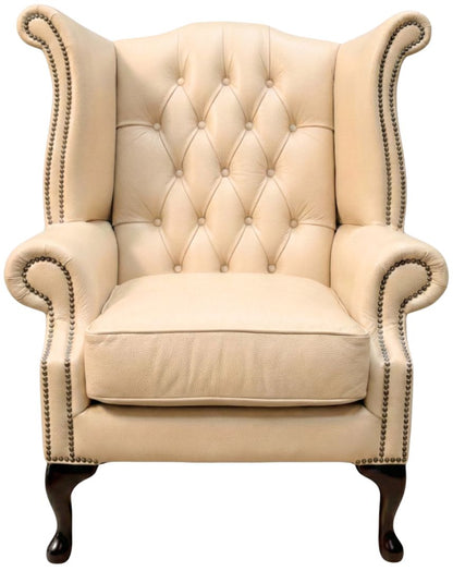 Cambridge Queen Anne chair in Windsor Cream leather
