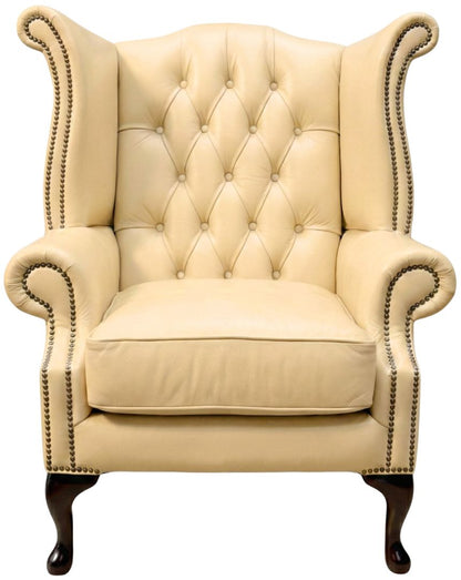 Cambridge Queen Anne chair in Windsor Ivory leather