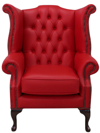 Cambridge Queen Anne chair in Windsor Red leather