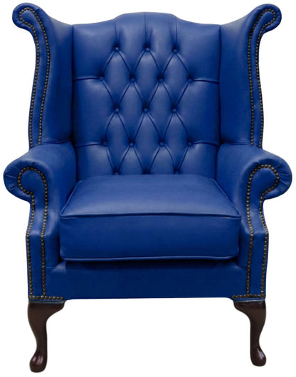 Cambridge Queen Anne chair in Windsor Ultramarine leather