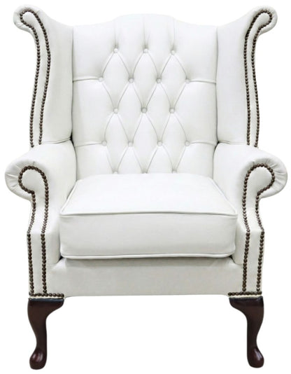 Cambridge Queen Anne chair in Windsor White leather
