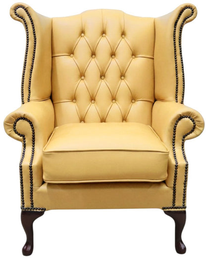 Cambridge Queen Anne chair in Windsor Yellow leather