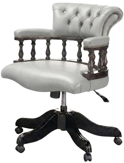 The Captain's Swivel Chair in Windsor Birch leather, plain seat