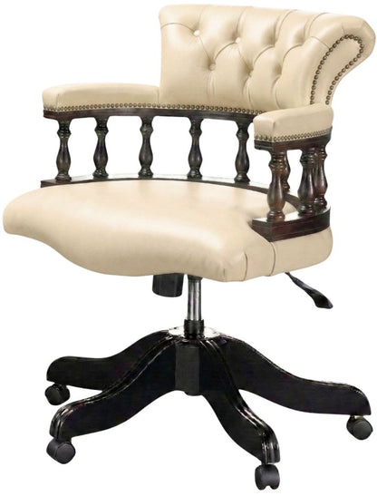 The Captain's Swivel Chair in Windsor Cottonseed leather, plain seat