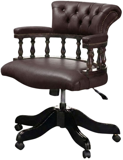 The Captain's Swivel Chair in Windsor Mocca leather, plain seat
