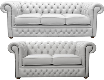 The Durham Chesterfield 3 Piece Suite with 3 seater and 2 seater in Windsor Birch leather