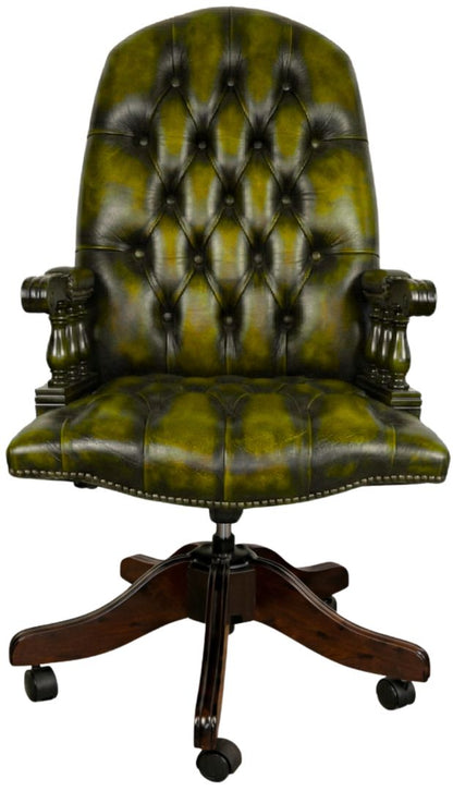 The Mountbatton Swivel Chair in Antique Gold leather