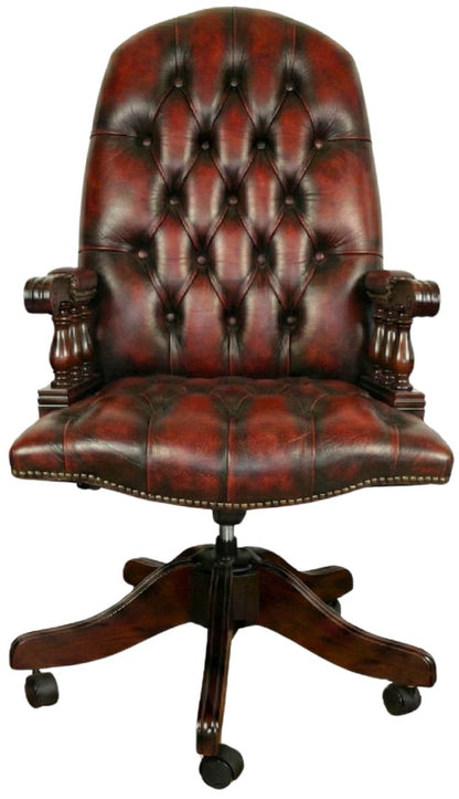 The Mountbatton Swivel Chair in Antique Oxblood leather
