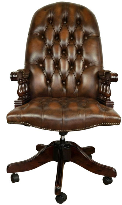 The Mountbatton Swivel Chair in Antique Tan leather