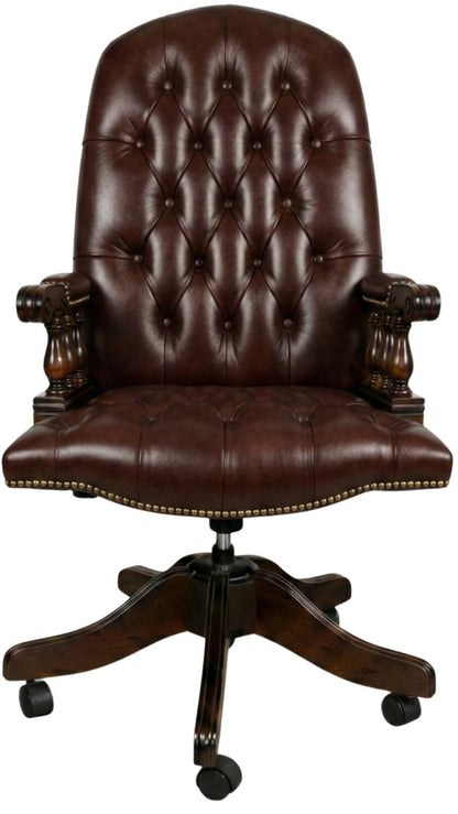 The Mountbatton Swivel Chair in English Brown leather