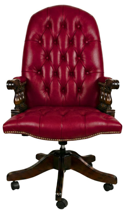 The Mountbatton Swivel Chair in English Burgundy leather