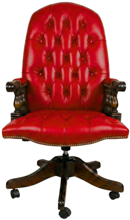 The Mountbatton Swivel Chair in English Claret leather