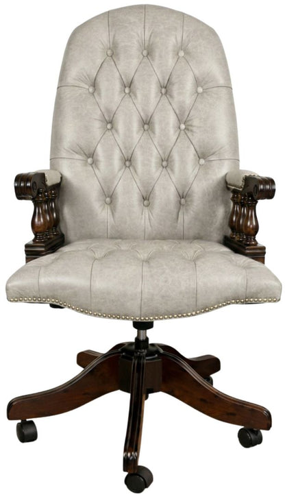 The Mountbatton Swivel Chair in English Fossil Grey leather