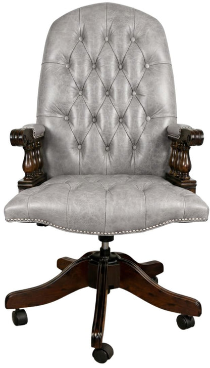 The Mountbatton Swivel Chair in English Lead leather
