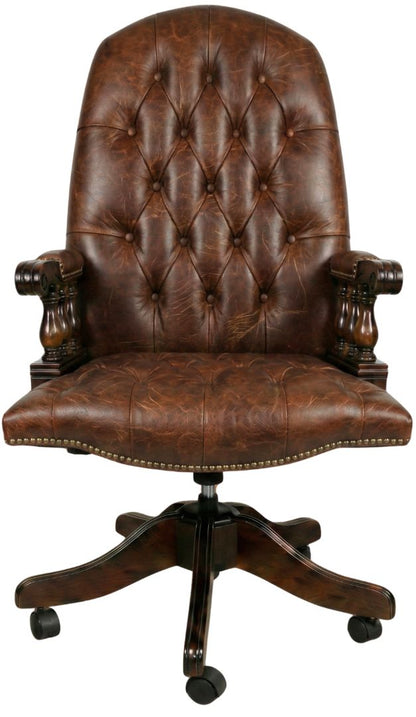 The Mountbatton Swivel Chair in Vintage Chestnut leather