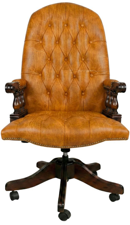 The Mountbatton Swivel Chair in Vintage Mustard leather