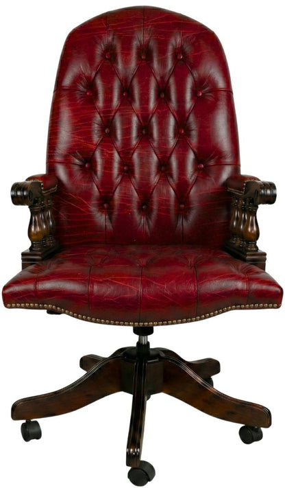 The Mountbatton Swivel Chair in Vintage Poppy leather
