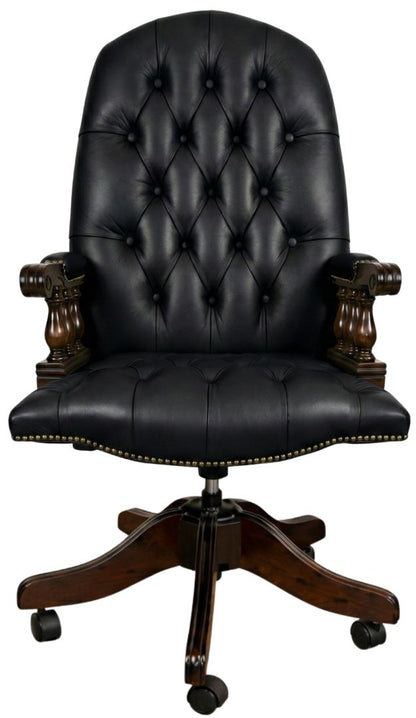 The Mountbatton Swivel Chair in Windsor Black leather