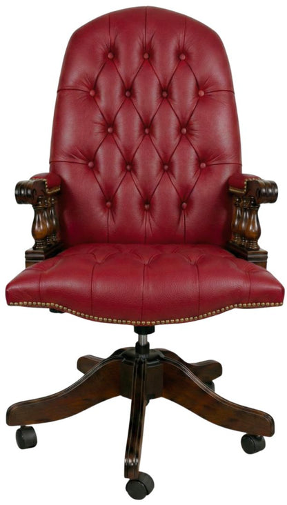 The Mountbatton Swivel Chair in Windsor Bordeaux leather