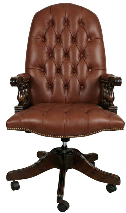 The Mountbatton Swivel Chair in Windsor Cocoa leather