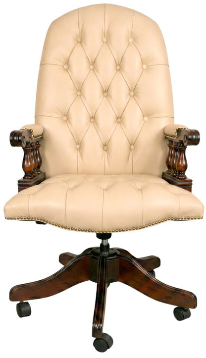 The Mountbatton Swivel Chair in Windsor Cream leather