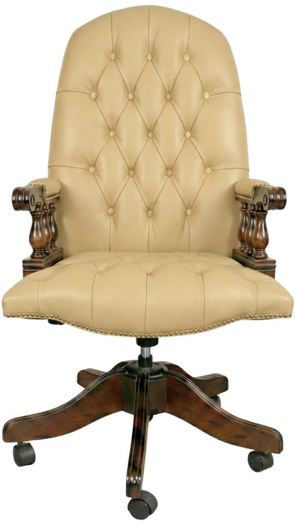 The Mountbatton Swivel Chair in Windsor Fudge leather