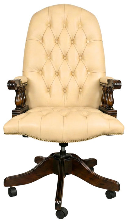 The Mountbatton Swivel Chair in Windsor Ivory leather