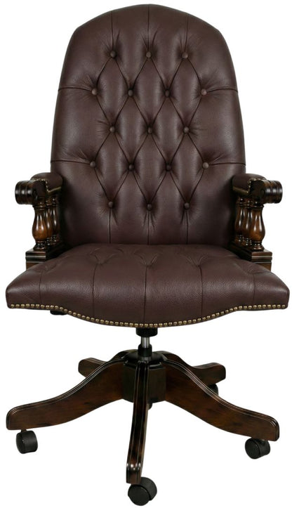 The Mountbatton Swivel Chair in Windsor Mocca leather