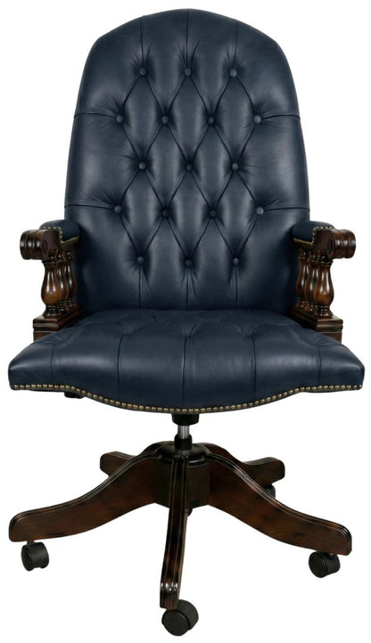 The Mountbatton Swivel Chair in Windsor Navy Blue leather