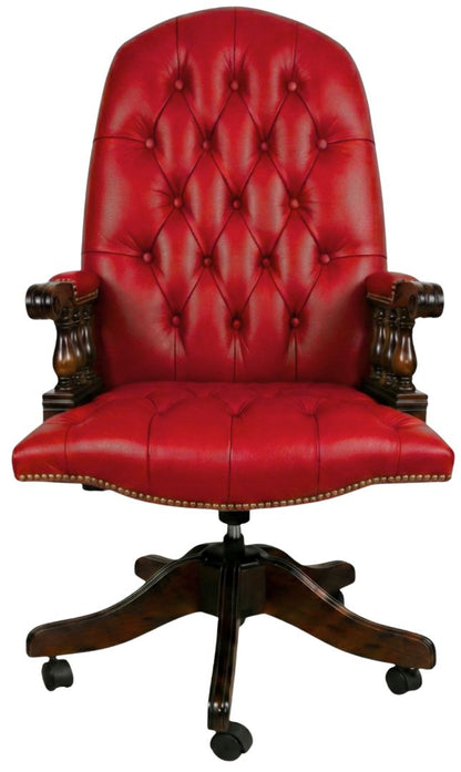 The Mountbatton Swivel Chair in Windsor Red leather